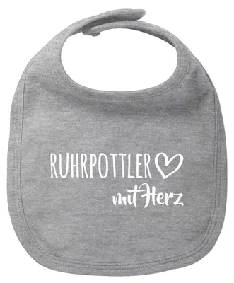 Produktbild von Huuraa Baby Lätzchen Ruhrpottler mit Herz Heather Grey Klettverschluss  Baumwolle Latz Geschenkidee