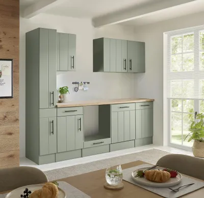 Produktbild von Küche Einbauküche Küchenzeile Landhaus Leerblock Grün Anton 250 cm Respekta