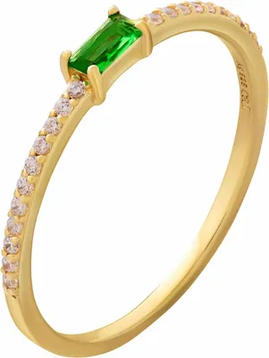 Produktbild von cai Ring 925 Silber vergoldet Baguette Stein grün