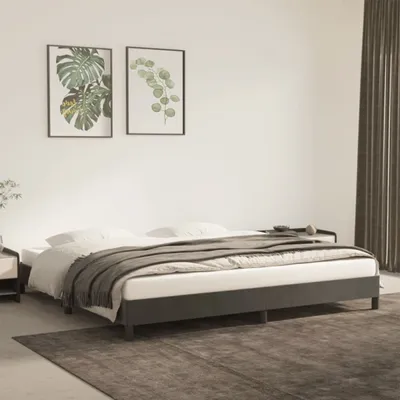 Produktbild von Bettgestell ohne Matratze Dunkelgrau 200x200 cm Samt