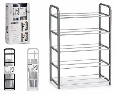 Immagine prodotto di Portascarpe Kipit, disponibile nei colori bianco, nero e grigio, in metallo e polipropilene. Dimensioni: 68 x 3,5 x 18,5 cm oppure 68 x 3 x 18,5 cm