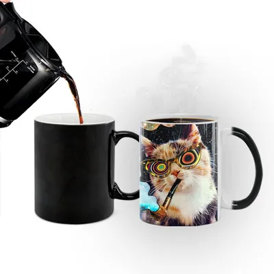 Farbwechsel-Tasse Keramik Katze 301-400 ml Kaffeetasse