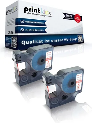 Produktbild von 2x kompatible Schriftbänder für Dymo D1 45015 Labelwriter 400 Duo Dymo 1000 1000Plus 2000 3500 5500 Labelmaker4500 Pocket S0720540 12mm Bechriftungs Etiketten Rot Weiss - Color Pro Serie