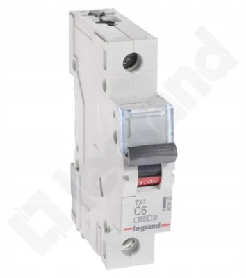 Produktbild von Legrand 403430 TX3 LS-Schalter C 6A 1-polig 6kA 230/400VAC 1TE