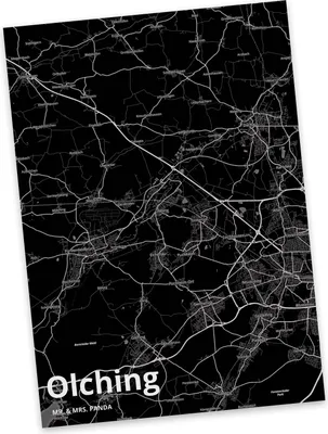 Produktbild von Mr. & Mrs. Panda Grußkarte Olching - Geschenk, Kunstkarten, Ansichtskarte, Postkarte, Ansichtskarten, Stadt, Postkarten, Dorf Karte Landkarte Map Stadtplan