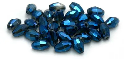Produktbild von Vintageparts Glasschliffperlen facettiert blau oval 6 x 4 mm für Schmuckdesign, 30 Stück