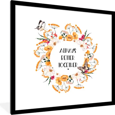 Produktbild von MuchoWow® Gerahmtes Poster Zitate - Sprichwörter - Gemeinsam immer besser - Familie 40x40 cm - Poster mit Schwarzem Bilderrahmen Wandposter Rahmen Foto Bilder - Poster - Plakat im Rahmen