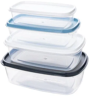 Image de Lot de 4 gobelets en plastique sans BPA, 250 ml, 400 ml, 700 ml, 1 000 ml, adaptés au micro-ondes