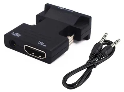 Produktbild von HDMI zu VGA Adapter 1080p Konverter HDTV für Beamer PC Laptop 3,5mm Audio kabel