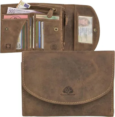 Produktbild von Greenburry Damenbörse Leder braun Vintage Geldbeutel Portemonnaie antik Look