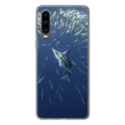 Produktbild von MuchoWow® Handyhülle Schutzhülle Hülle für Huawei P30 Fisch - Schwertfisch - Wasser Silikon Softcase Handy Hülle - Kartenbesitzer