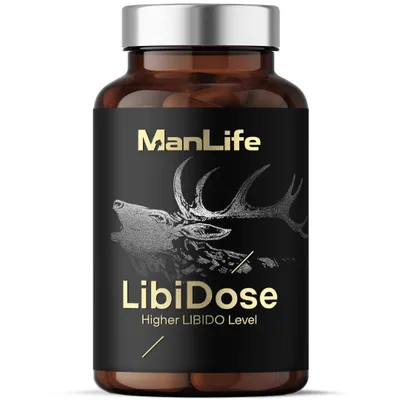 Produktbild von LIBIDO Kapseln für Männer Erhöht Libido Empfindungen Wünsche Leidenschaft | ManLife LibiDose 90 vegane Kapseln | Glasflasche mit Metallverschluss