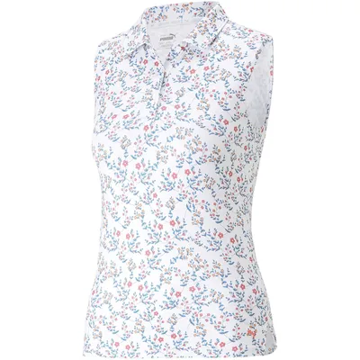 Immagine prodotto di PUMA Mattr Micro Floral, polo senza maniche da bambina 01 - bianco brillante/loveable 140