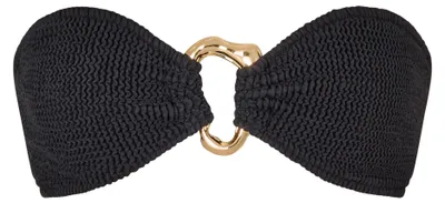 Produktbild von Moda Minx Bikinioberteil SCRUNCH Irregular Hoop Fixed Bandeau Top mit edlem Schmuckelement Black M