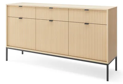 Produktbild von Selsey VELLORE - Sideboard 3-türig, Holzoptik Eiche mit schwarzem Gestell, 154 cm