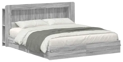 Produktbild von vidaXL Bettgestell mit Stauraum Grau Sonoma 200 x 200 cm Holzwerkstoff