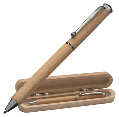 Produktbild von Drehkugelschreiber / aus Buchenholz / in einem Etui