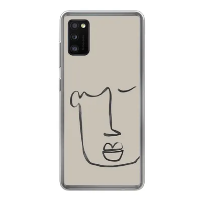 Produktbild von MuchoWow® Handyhülle Schutzhülle Hülle für Samsung Galaxy A41 Gesicht - Abstrakt - Strichzeichnung Silikon Softcase Handy Hülle - Mobiltelefon