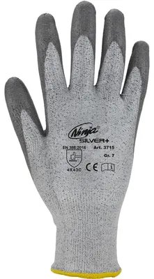 Image de Asatex Gants de protection anti-coupure G.8 gris avec revêtementPolyuréthaneEN388 12 pcs