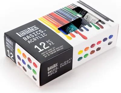 Zdjęcie produktu dla Zestaw farb akrylowych Liquitex Basics, 12 kolorów – 22 ml