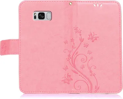 Produktbild von Handy Tasche für Samsung Galaxy S8 Schutz Hülle Handyhülle mit Blumenmuster Klapp Hülle mit Standfunktion und Kartenfächer Rosa