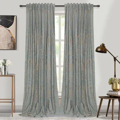 Immagine prodotto di 2 tende in velluto oscuranti Tende termiche Tende con bordi goffrati e nastro arricciato Sciarpa decorativa, L132xH260cm, grigio-verde