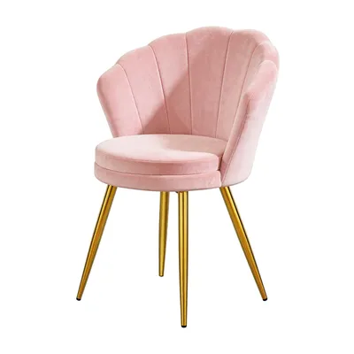 Image de lot de 1 chaises de salle à manger en velours Chaise de salle à manger Chaise de cuisine au design vintage rose