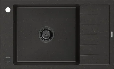 Immagine prodotto di Mexen Elias lavello in granito a una vasca con sgocciolatoio 795 x 480 mm, nero/oro metallizzato, sifone nero - 6511791005-75-B