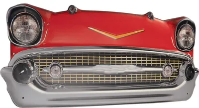 Zdjęcie produktu dla Blaszany znak Moritz czerwony Cadillac przód 69 x 26 vintage retro nostalgia metalowa dekoracja