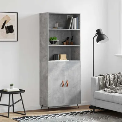 Productafbeelding van vidaXL Hoge kast, betonkleur, 69,5 x 34 x 180 cm, houtvezelplaat