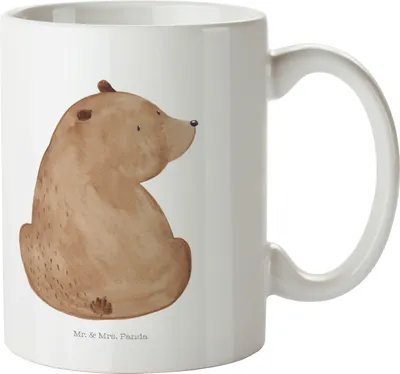 Produktbild von Mr. & Mrs. Panda Tasse Bär Schulterblick - Weiß - Geschenk, Bärenliebe, Teetasse, Bedruckte, Motivation, Selbstachtung, Keramiktasse, Bären, Teddy, Weisheit, Kaffeebecher