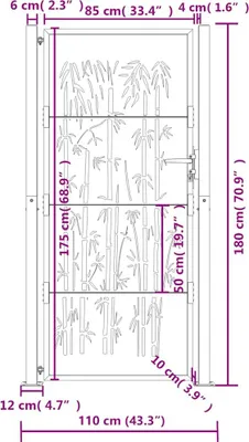 Produktbild von vidaXL Gartentor Anthrazit 100x175 cm Stahl Bambus-Design