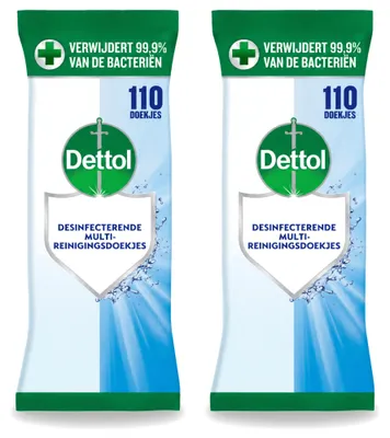 Produktbild von 2 x Dettol Reinigungstücher - 110 Stück - Vorteilspackung - 2 Stücke
