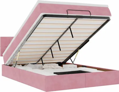 Produktbild von Ottoman-Bett mit Matratze & LEDs Rosa 140x200 cm Samt