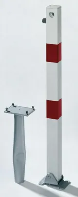 Zdjęcie produktu dla Alberts 781149 Słupek odgradzający Klappy-Bo, do zabetonowania, z możliwością przesuwania, biały, słupek 70 x 70 mm, wysokość nad ziemią 100 cm