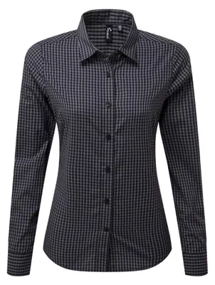 Produktbild von Premier - "Maxton" Hemd für Damen Langärmlig LT4981 (M) (Stahl/Schwarz)