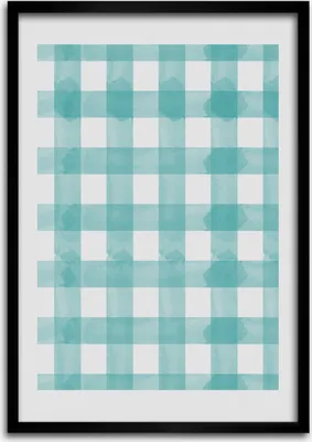 Produktbild von Bild - Bilderrahmen - 50 cm x 70 cm - MDF - Rahmen - Wandkunst Blaues Gitter