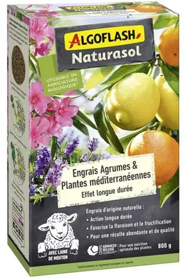 Immagine prodotto di Concime per agrumi e piante mediterranee Algoflash Naturasol, a lunga durata, UAB, 800 g