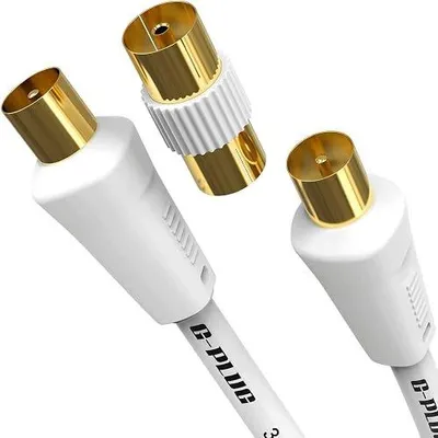 Zdjęcie produktu dla Kabel antenowy TV iec 1M pozłacany adapter rf kątowy wtyk