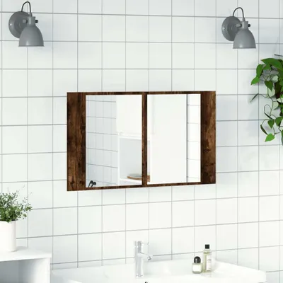 Produktbild von vidaXL LED-Spiegelschrank Räuchereiche 80x12x45 cm Acryl