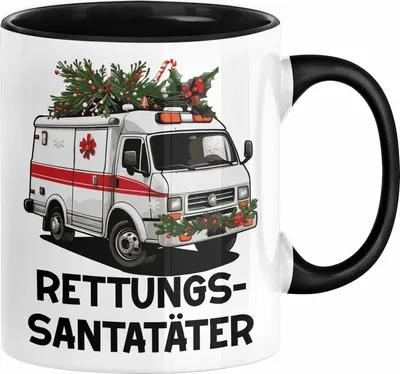 Produktbild von Rettungssanitäter Tasse Geschenk Rettungssantatäter Spruch Notarzt Geschenkidee Kaffee-Becher (Schwarz)