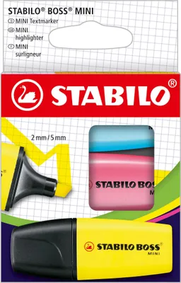 Image de STABILO 07/3-2-01 Surligneur STABILO BOSS MINI, étui carton de 3 pièces