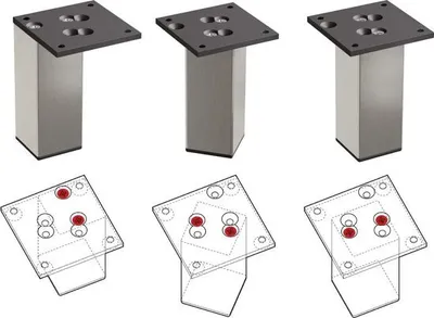 Image de set de 4 pieds de meuble sossai en aluminium 100mm en aspect inox Pieds d'armoire Pieds de socle