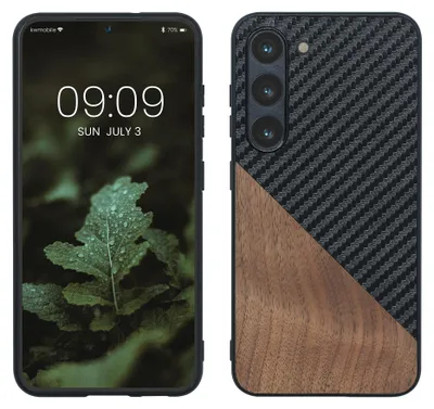 Produktbild von kwmobile Hülle kompatibel mit Samsung Galaxy S23 - Handyhülle - Handy Schutzhülle - Smartphone Cover - Dunkelbraun Schwarz