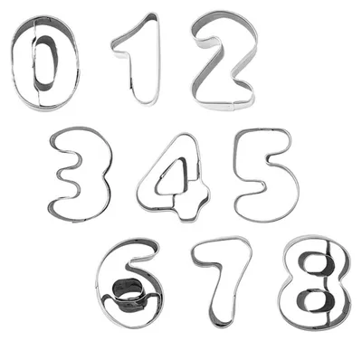 Immagine prodotto di Stampini per biscotti a forma di numeri da 0 a 8, in acciaio inossidabile, set da 9 pezzi. Ideali per decorare torte, dolci e per progetti fai-da-te, perfetti per compleanni