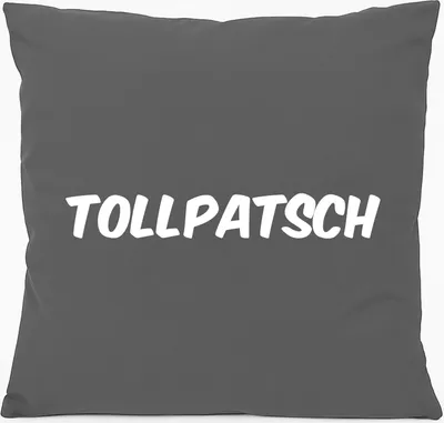 Produktbild von Huuraa Kissen Tollpatsch Schriftzug 40x40cm mit Füllung Steel Grey Baumwolle Dekokissen Geschenkidee