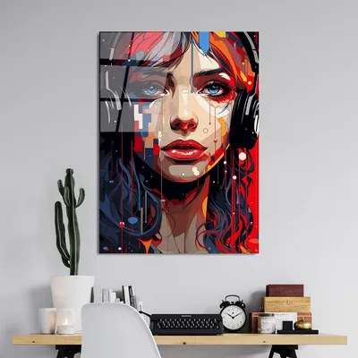 Image de Wallity, UV-1174 - 70 x 100, tableau acrylique, multicolore, 100 % verre trempé, 70 x 100 cm