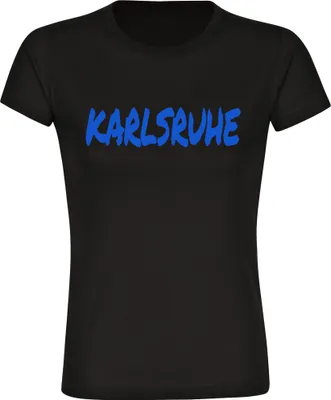 Produktbild von multifanshop Damen T-Shirt - Karlsruhe - Textmarker, schwarz, Größe L