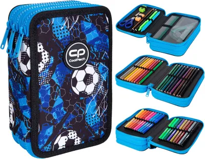 Produktbild von COOLPACK JUMPER 3 Gefülltes Federmäppchen Federmappe Schülermäppchen Federtasche FUßBALL leicht bunt Kinder Jungen