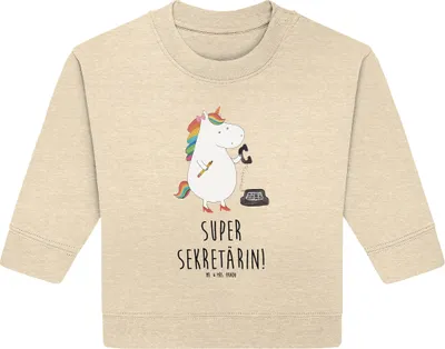 Produktbild von Mr. & Mrs. Panda Organic Baby Pullover Einhorn Sekretärin 6. - 12. Monat - Natural Raw - Geschenk, Büro, Einhörner, Unicorn, Bullover, Rechtsanwältin